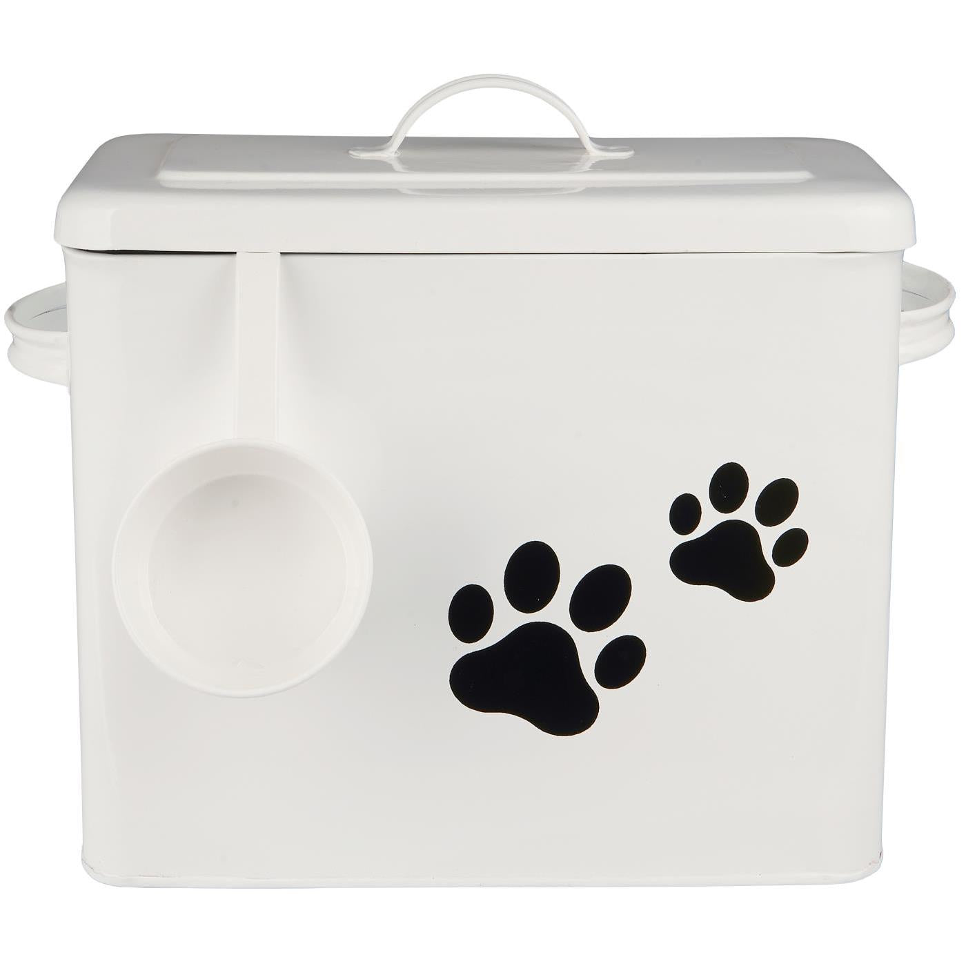 Boks med lokk og målebeger til hundemat