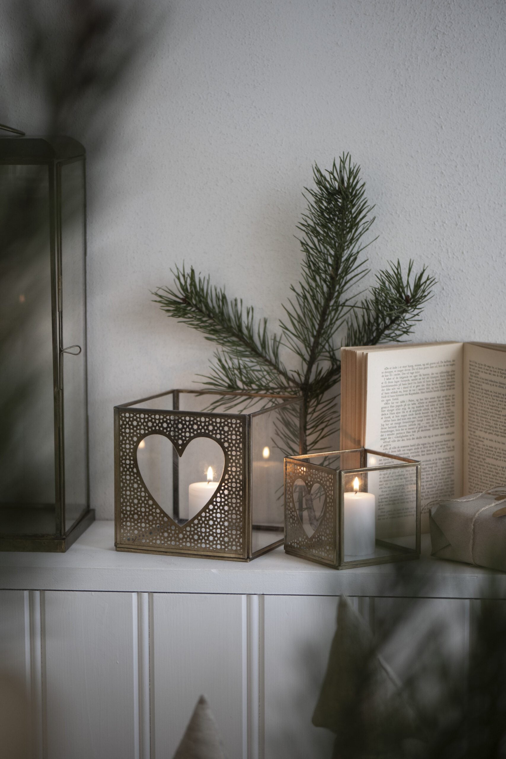 Lyslykt med hjertemotiv- to størrelser