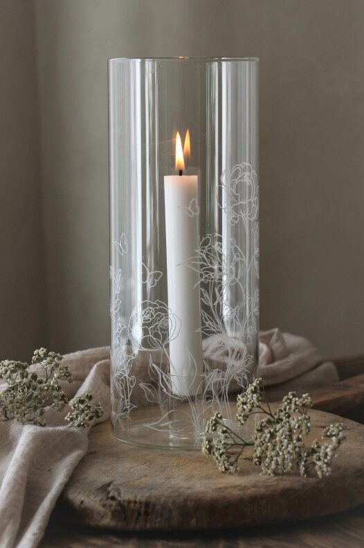 Lykt med blomstermønster- høy