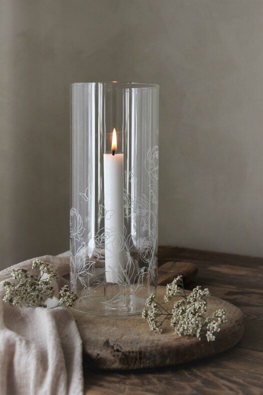 Lykt med blomstermønster- høy