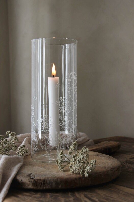 Lykt med blomstermønster- høy