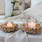 Lyslykt med vakker blomsterkrans