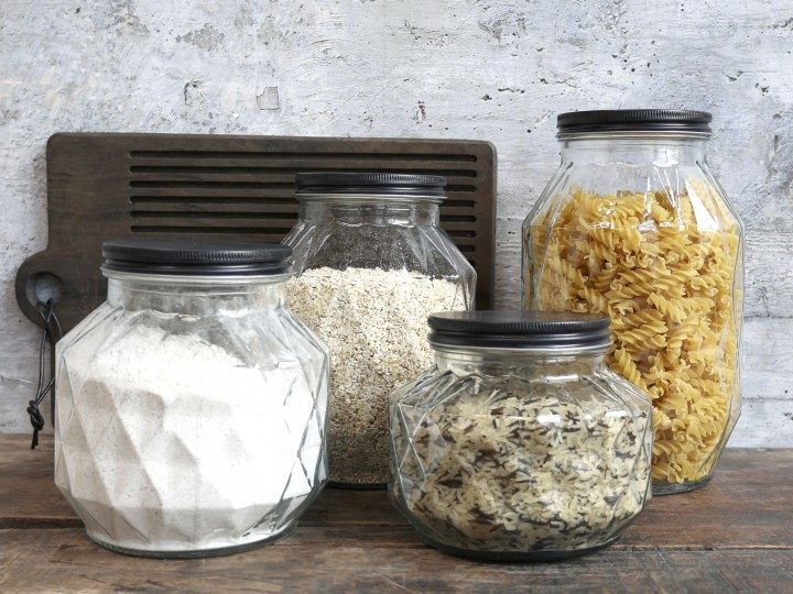 Glasskrukke med lokk- fire størrelser