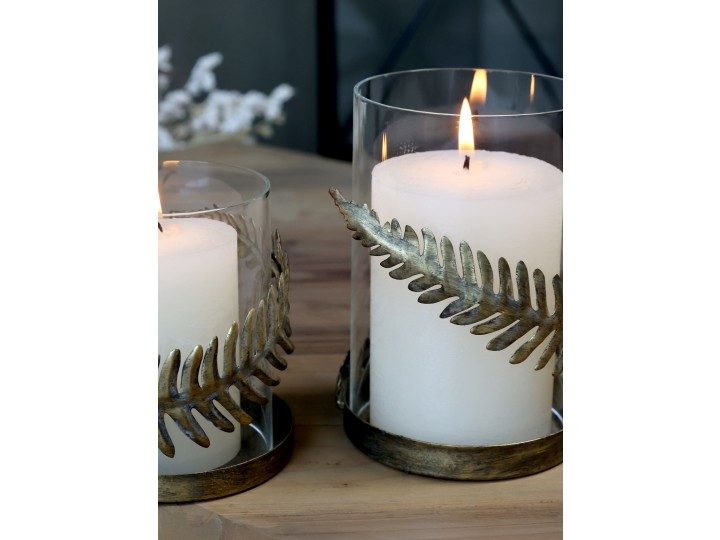 Lykt med blad i metall- to størrelser