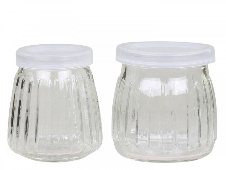 Sett med to glasskrukker med lokk fra Chic Antique