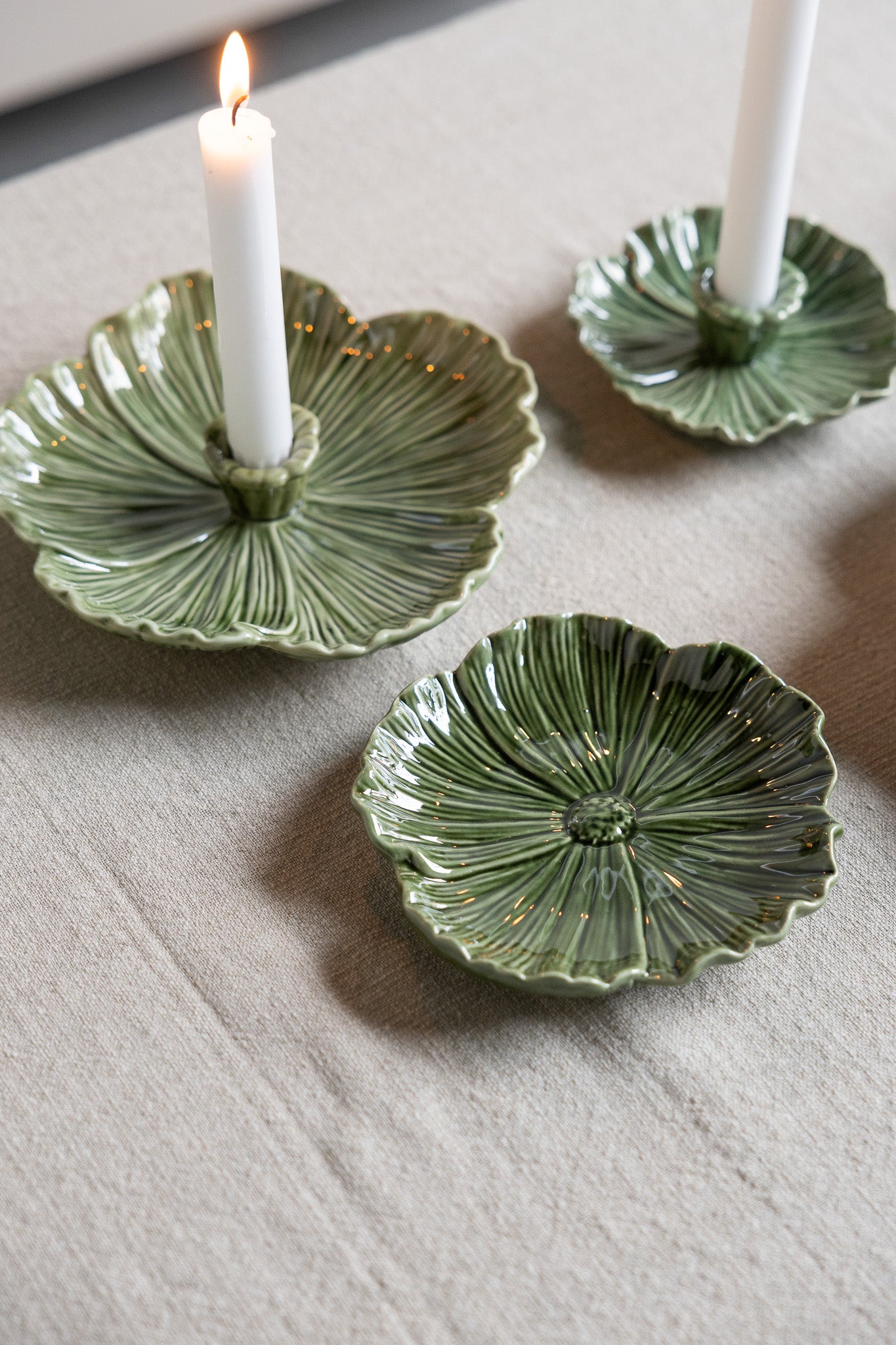 Botanikk mørk grønn lysestake - 2 størrelser