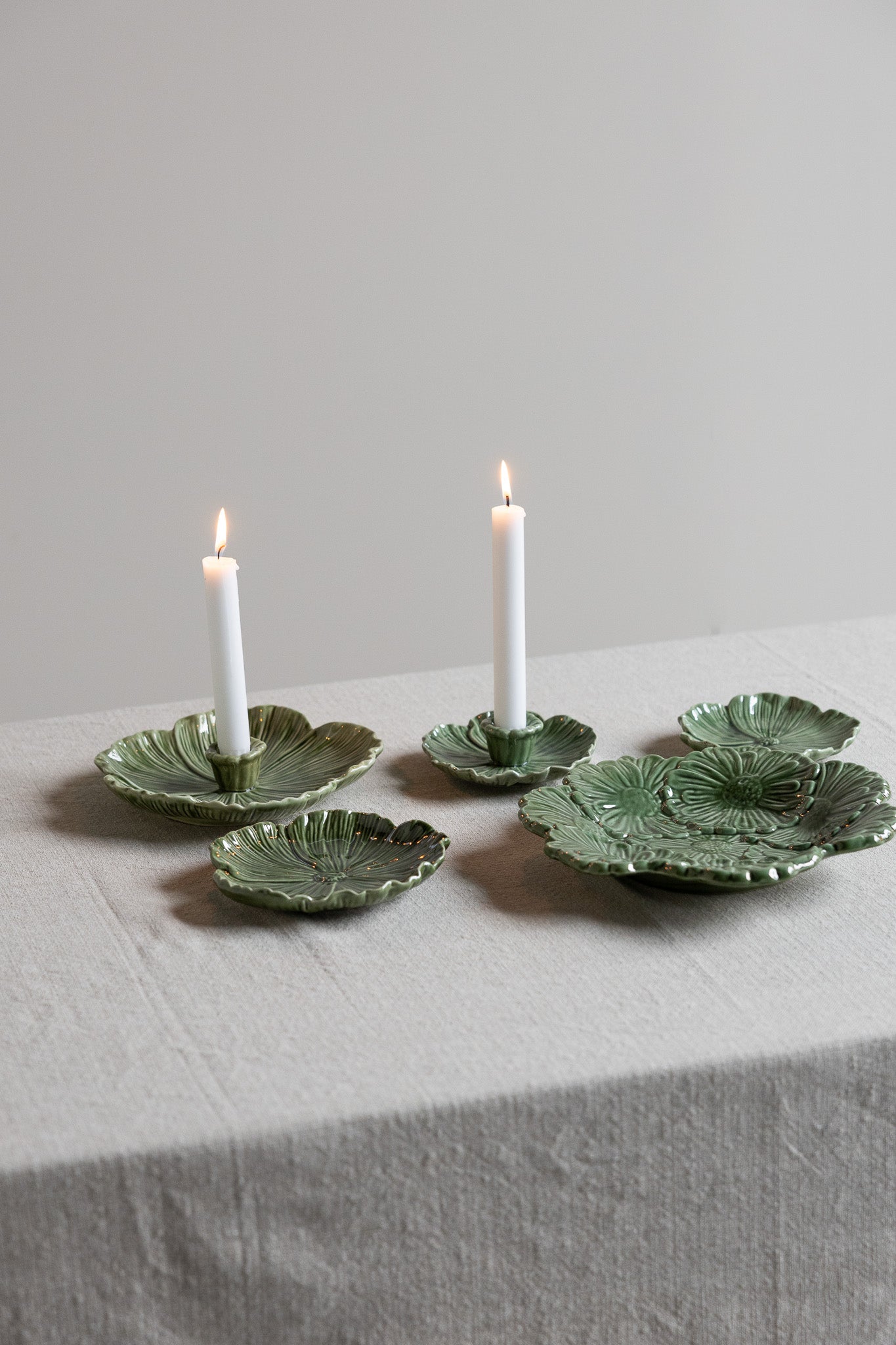 Botanikk mørk grønn lysestake - 2 størrelser