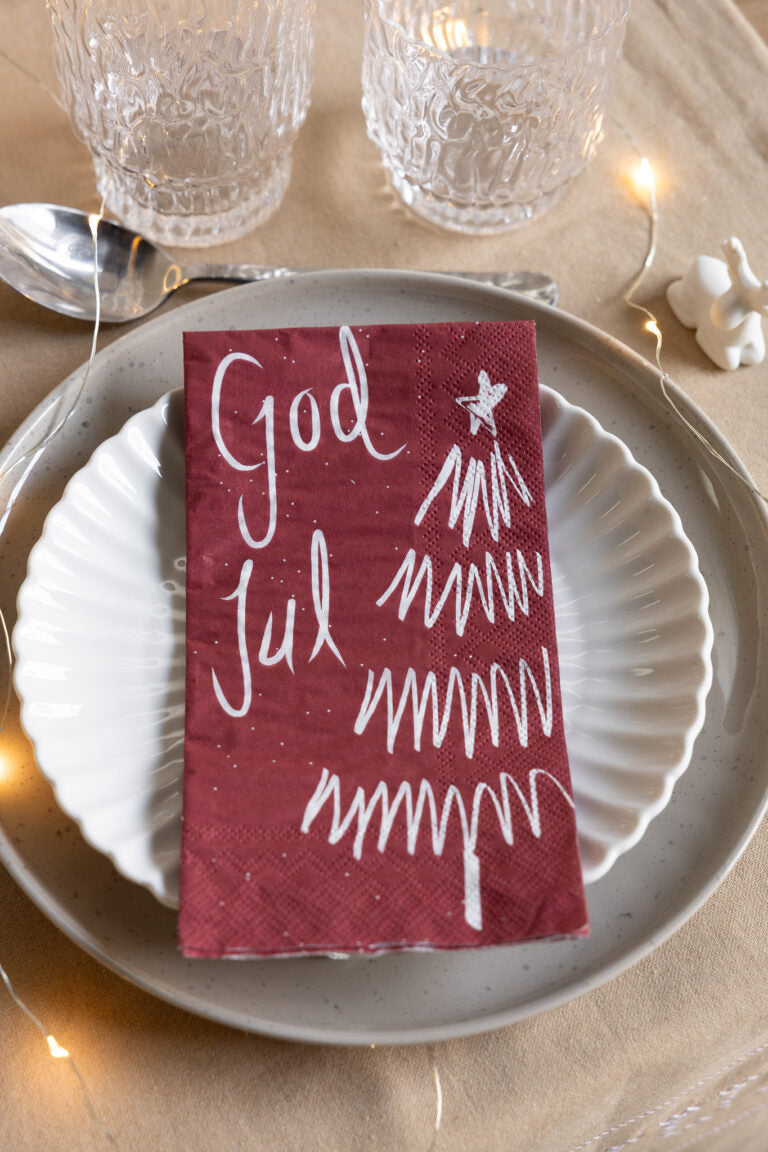 Serviett "God jul" - rød