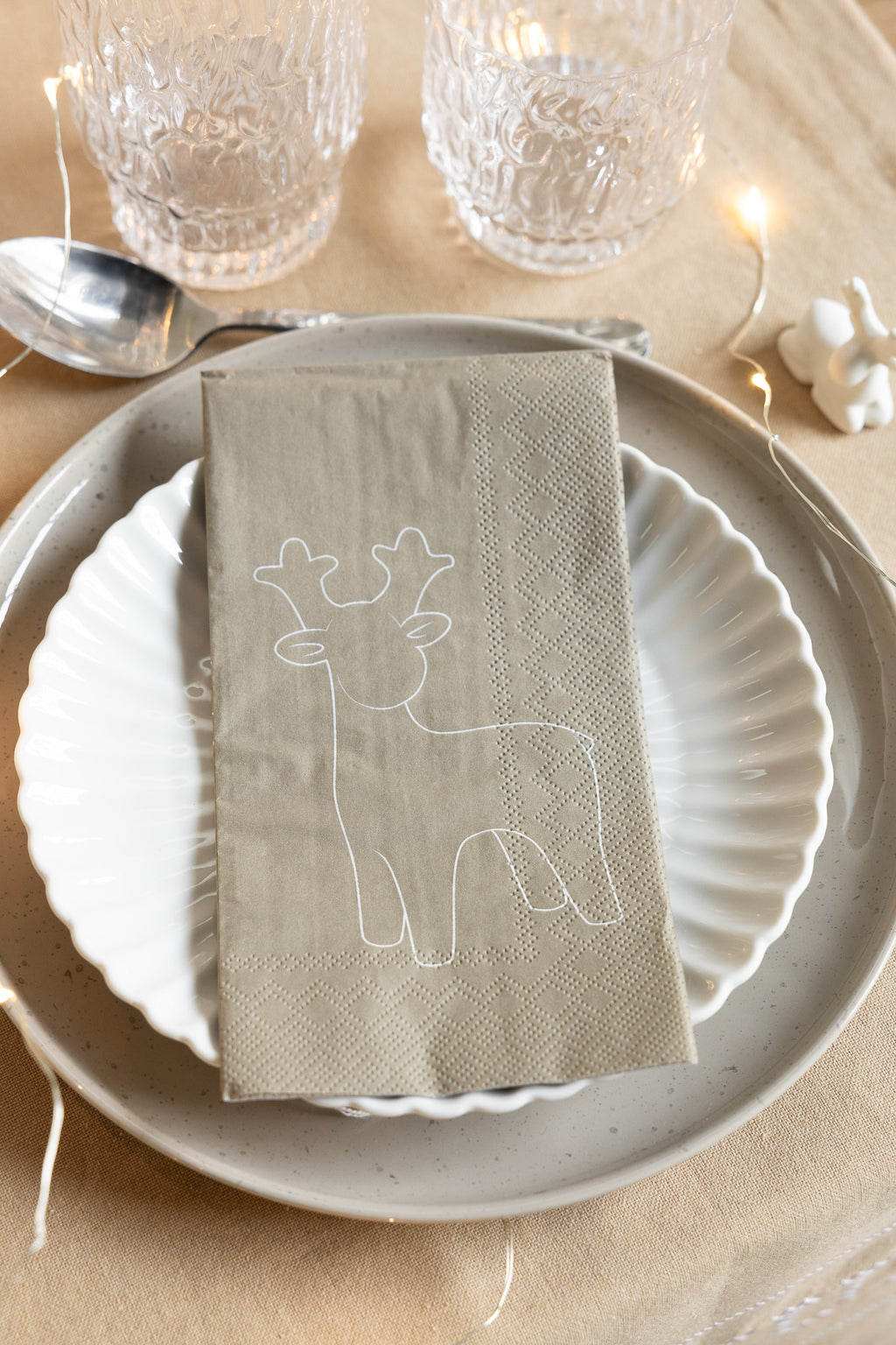 Serviett "Reinsdyr" - beige