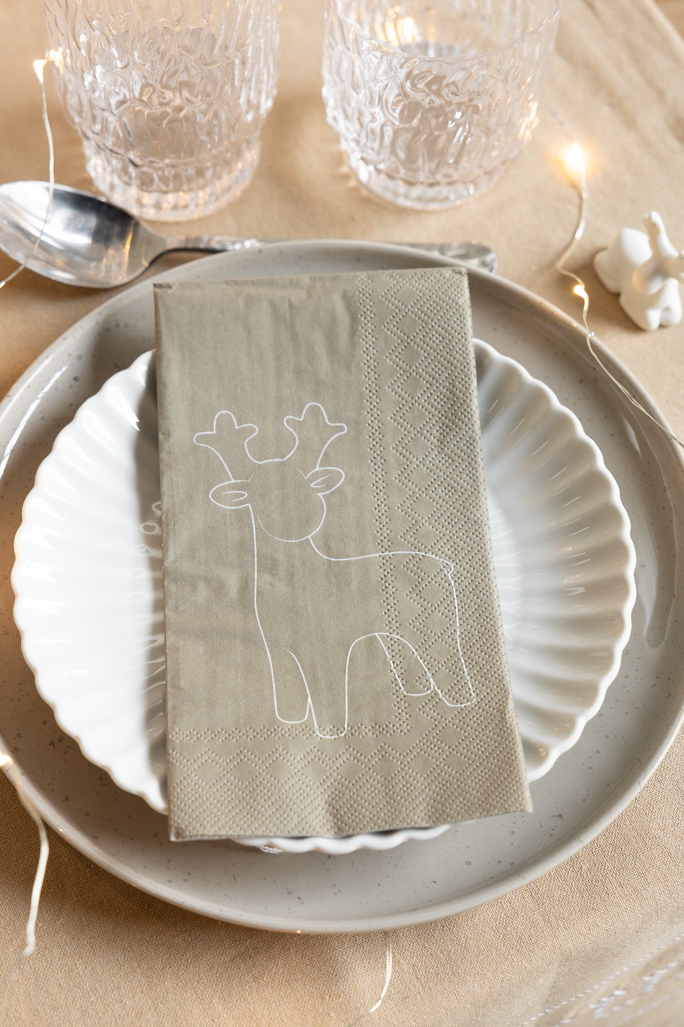 Serviett "Reinsdyr" - beige