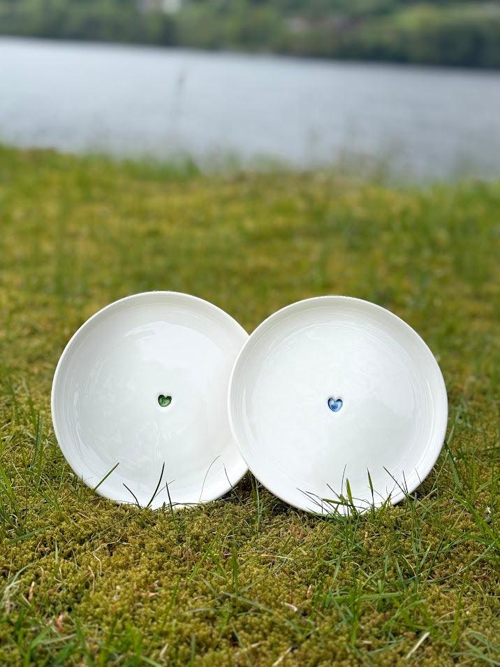 Fat med hjerte – blå/grønn