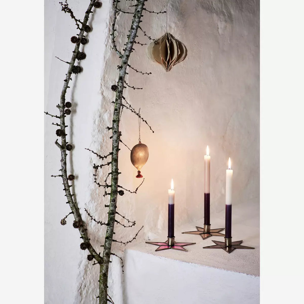 Håndlaget stjerneformet lysestake av glass- flere varianter